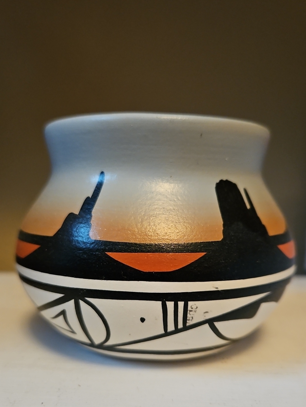 Southwestern Navajo Desert Landscape - Monument Valley Pottery Bowl - Signed